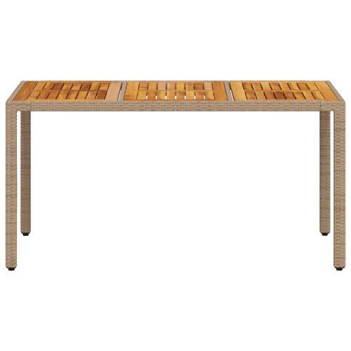 vidaXL Garden Table Beige 150x90x75 cm Poly Rattan Acacia Wood by vidaXL