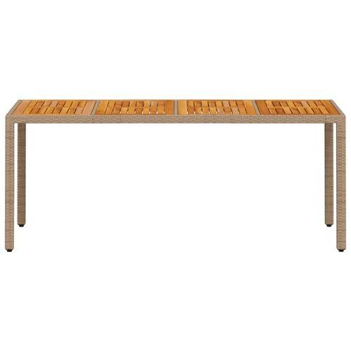 vidaXL Garden Table Beige 190x90x75 cm Poly Rattan Acacia Wood -