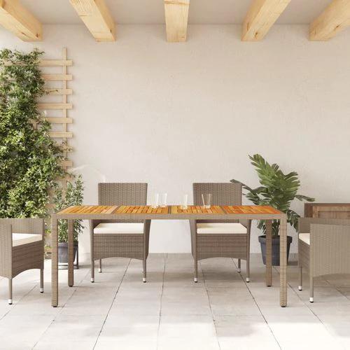 vidaXL Garden Table Beige 190x90x75 cm Poly Rattan Acacia Wood -