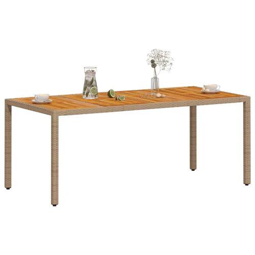 vidaXL Garden Table Beige 190x90x75 cm Poly Rattan Acacia Wood -