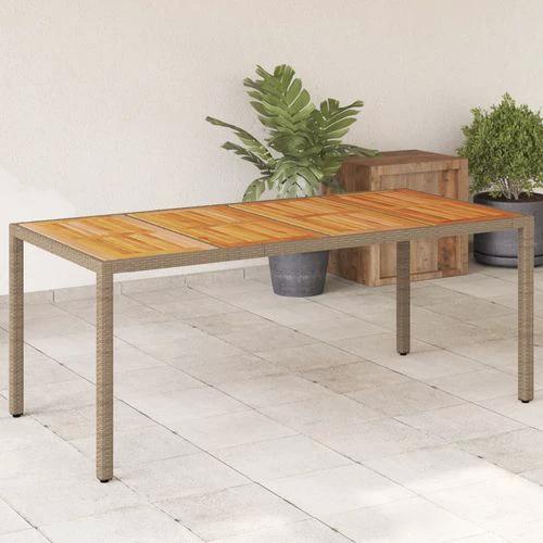 vidaXL Garden Table Beige 190x90x75 cm Poly Rattan Acacia Wood -