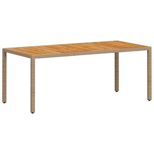 vidaXL Garden Table Beige 190x90x75 cm Poly Rattan Acacia Wood -