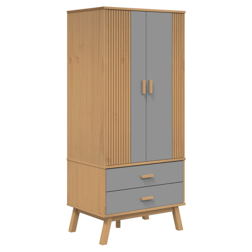 vidaXL vidaXL Wardrobe OLDEN Grey and Brown 76.5x53x172 cm Solid Wood Pine -