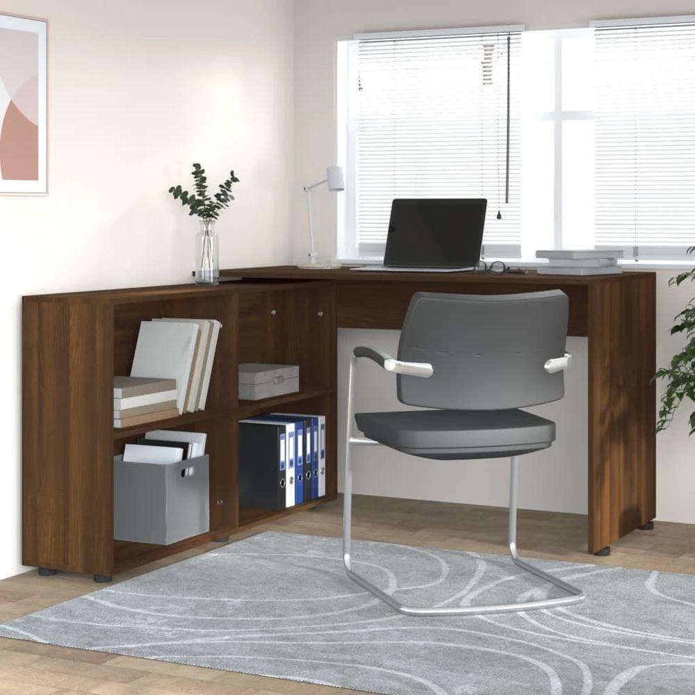 Corner Desk 4 Shelves Oak by vidaXL