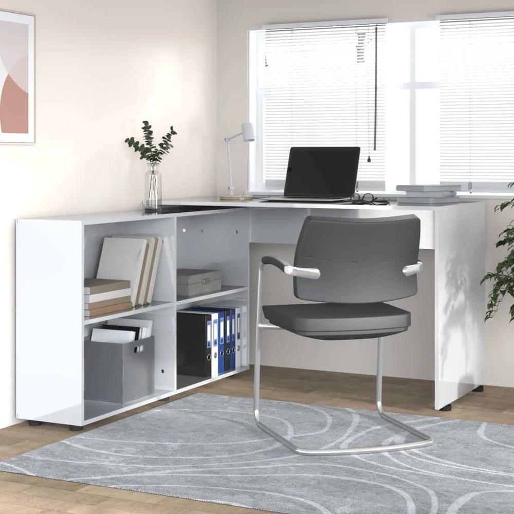 Corner Desk 4 Shelves Oak by vidaXL