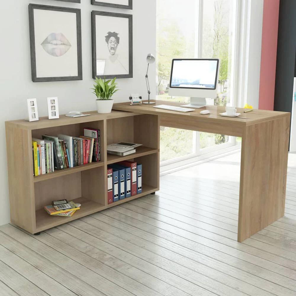 Corner Desk 4 Shelves Oak by vidaXL
