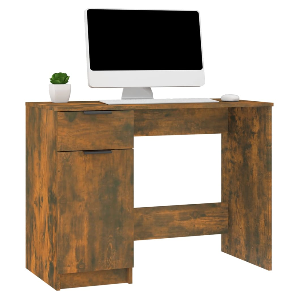 vidaXL Desk Smoked Oak 100x50x75 cm vidaXL Engineered Wood - Desks Desk