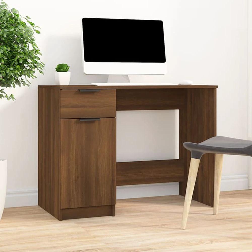 vidaXL Desk Smoked Oak 100x50x75 cm vidaXL Engineered Wood - Desks Desk