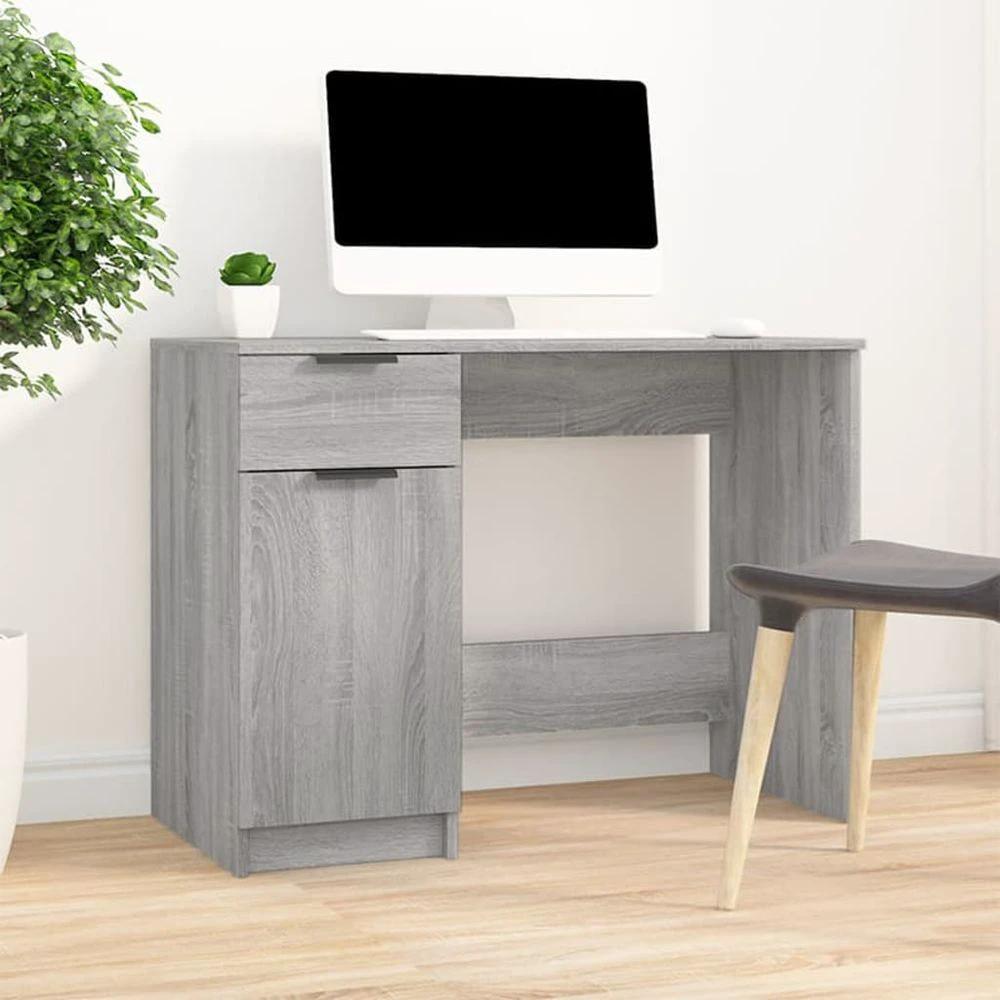 vidaXL Desk Smoked Oak 100x50x75 cm vidaXL Engineered Wood - Desks Desk