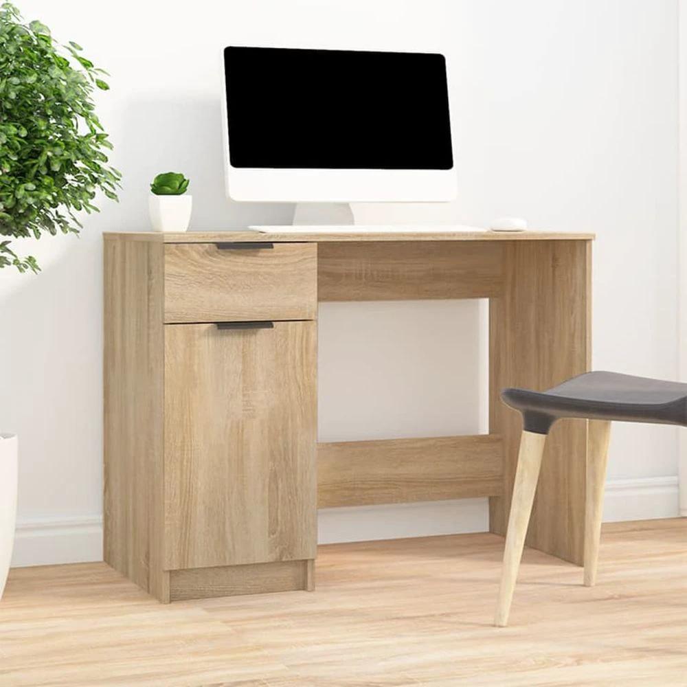vidaXL Desk Smoked Oak 100x50x75 cm vidaXL Engineered Wood - Desks Desk