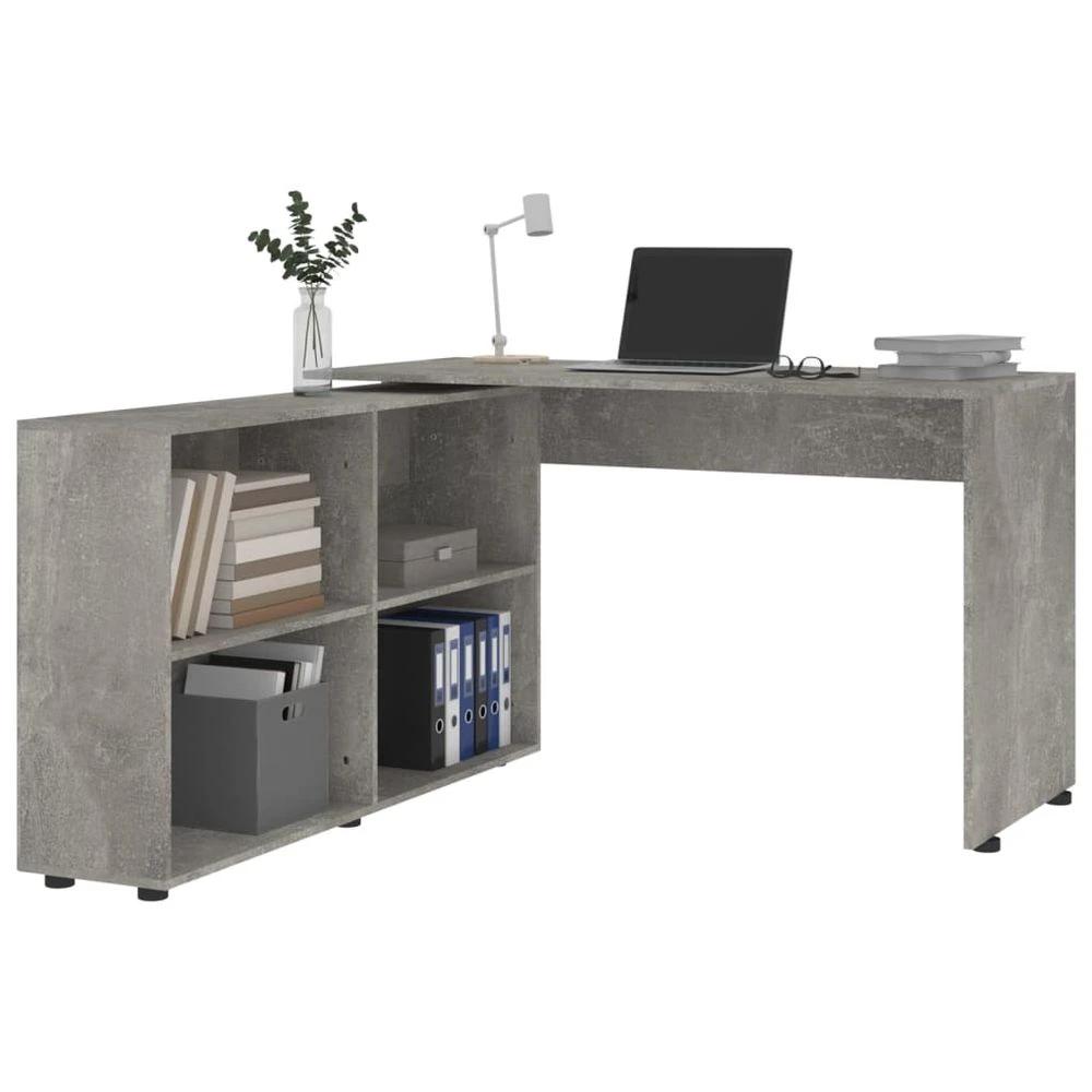 Corner Desk Concrete Grey Engineered Wood by vidaXL