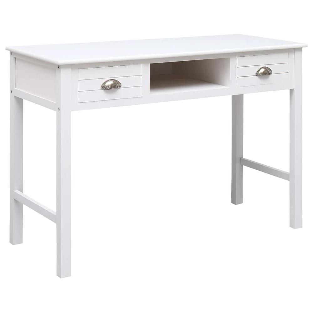 Desk White 108x45x76 cm vidaXL Solid Wood Paulownia by vidaXL