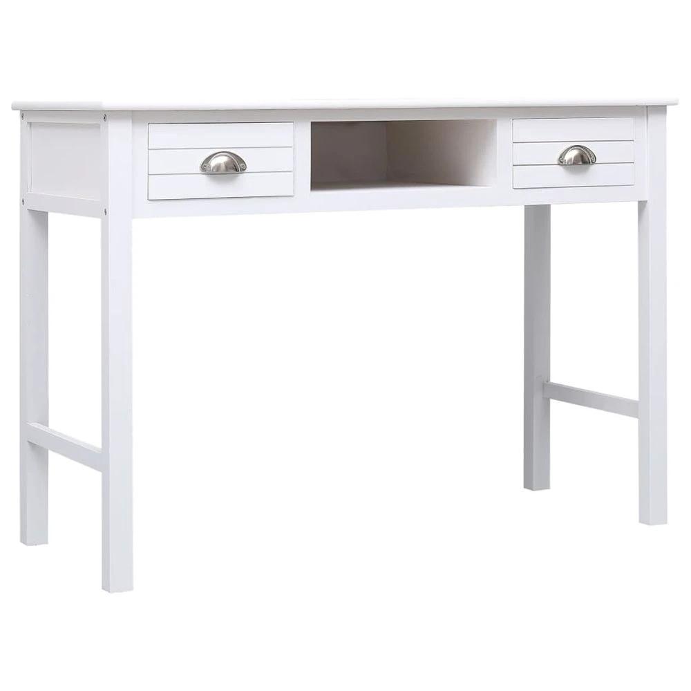 Desk White 108x45x76 cm vidaXL Solid Wood Paulownia by vidaXL