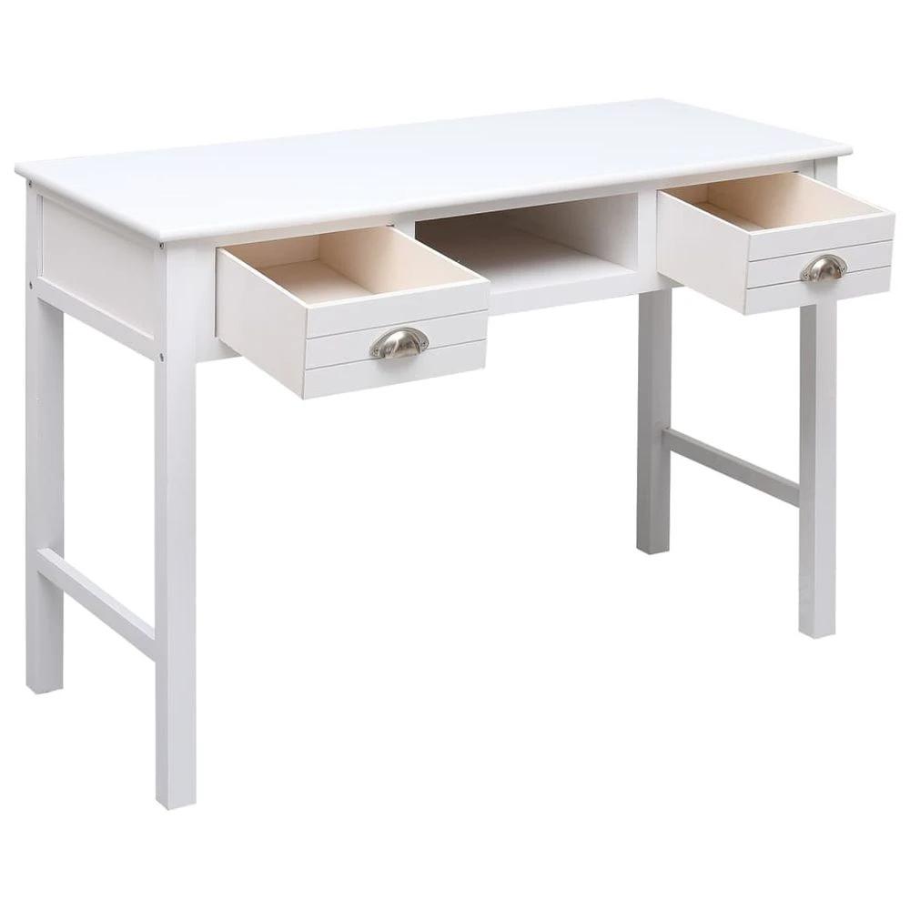Desk White 108x45x76 cm vidaXL Solid Wood Paulownia by vidaXL