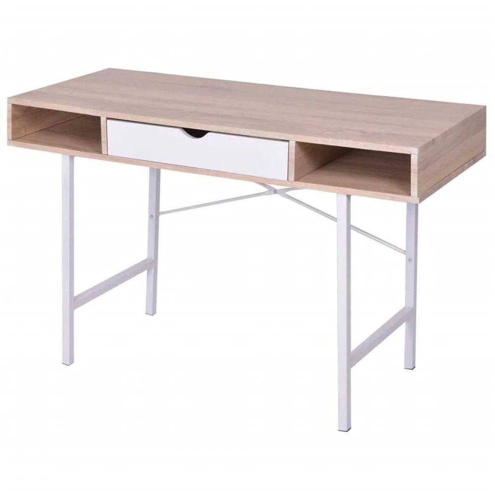 Desk with 1 Drawer vidaXL Oak and White by vidaXL