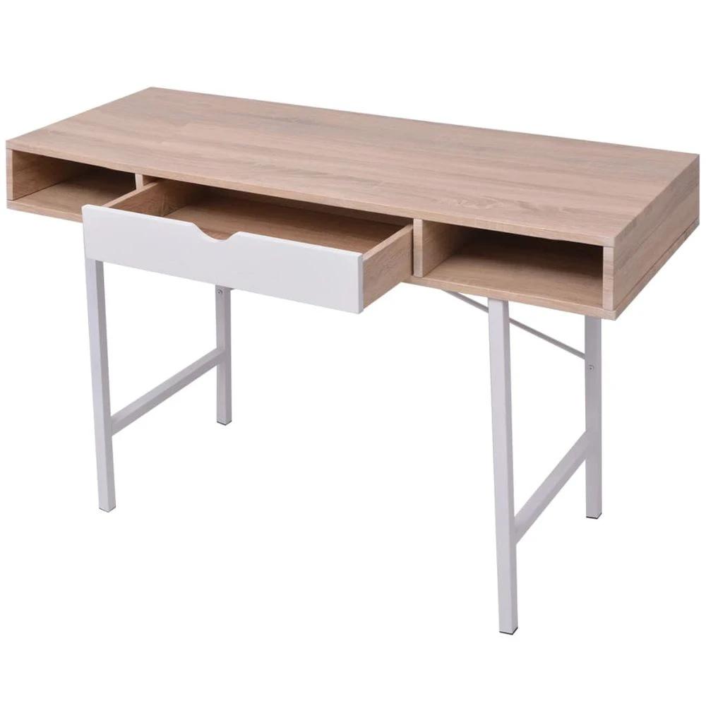Desk with 1 Drawer vidaXL Oak and White by vidaXL
