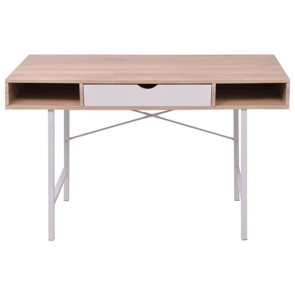 Desk with 1 Drawer vidaXL Oak and White by vidaXL