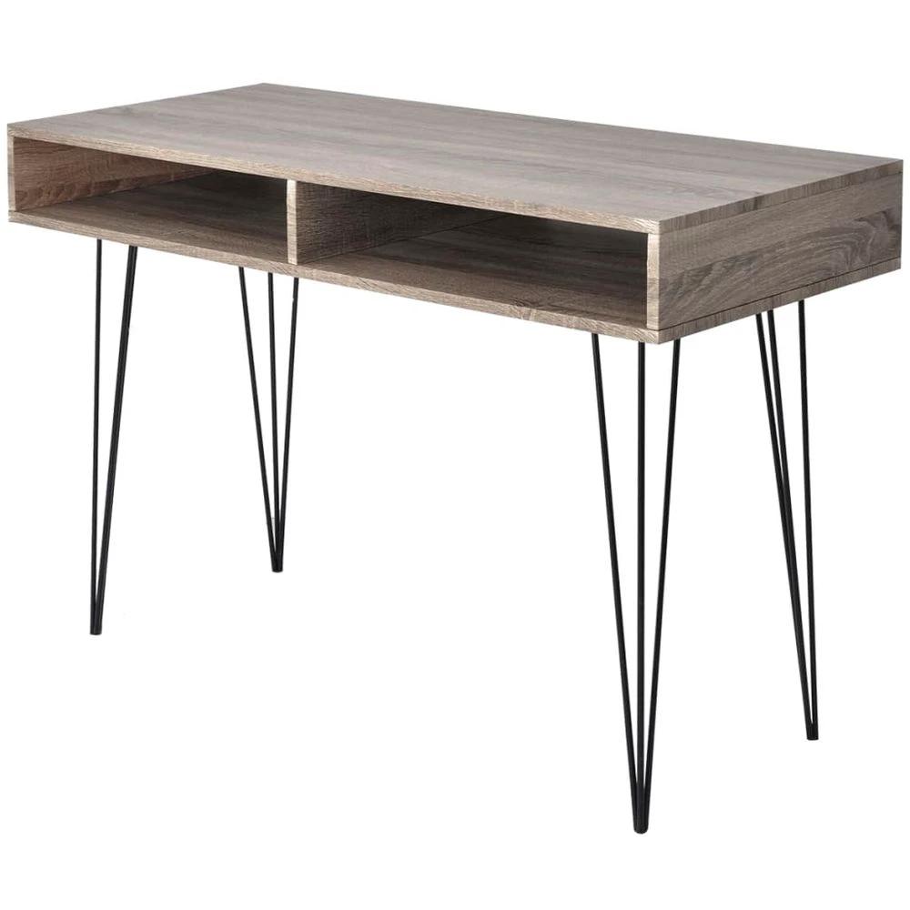 Desk with 2 Compartments vidaXL Grey by vidaXL
