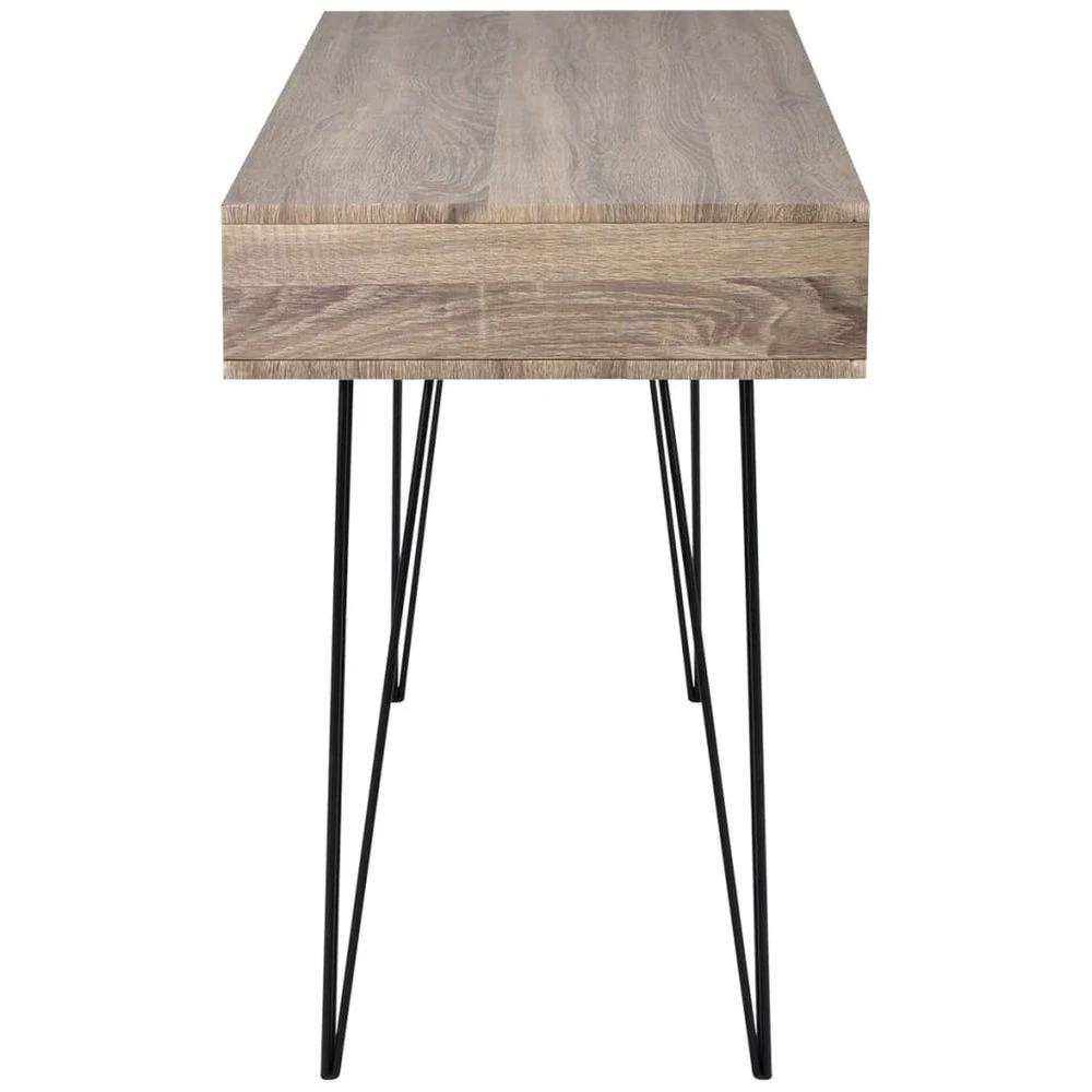 Desk with 2 Compartments vidaXL Grey by vidaXL