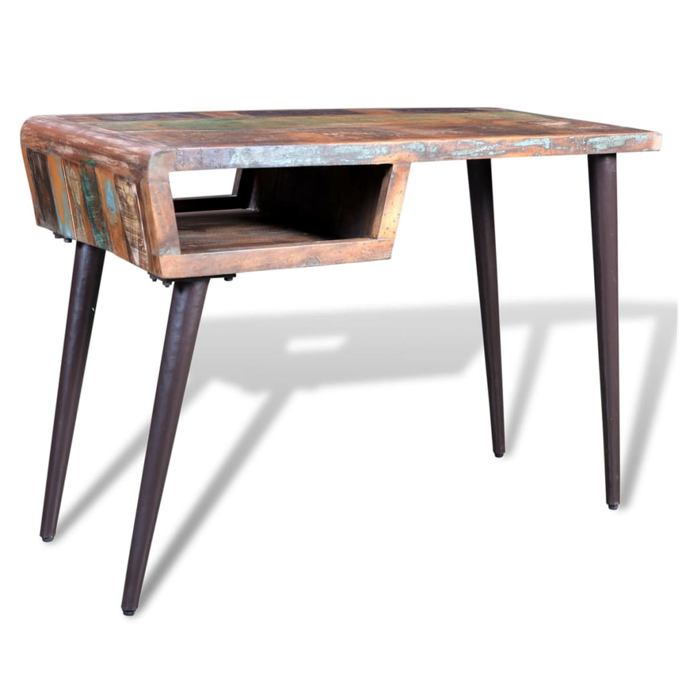 Reclaimed Wood Desk with Iron Legs vidaXL by vidaXL