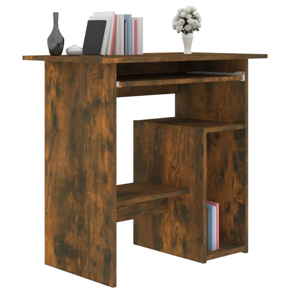 Desk Smoked Oak 80x45x74 cm vidaXL Engineered Wood by vidaXL