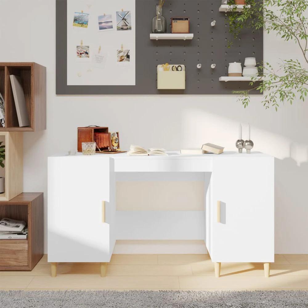 Desk Smoked Oak 140x50x75 cm vidaXL Engineered Wood by vidaXL
