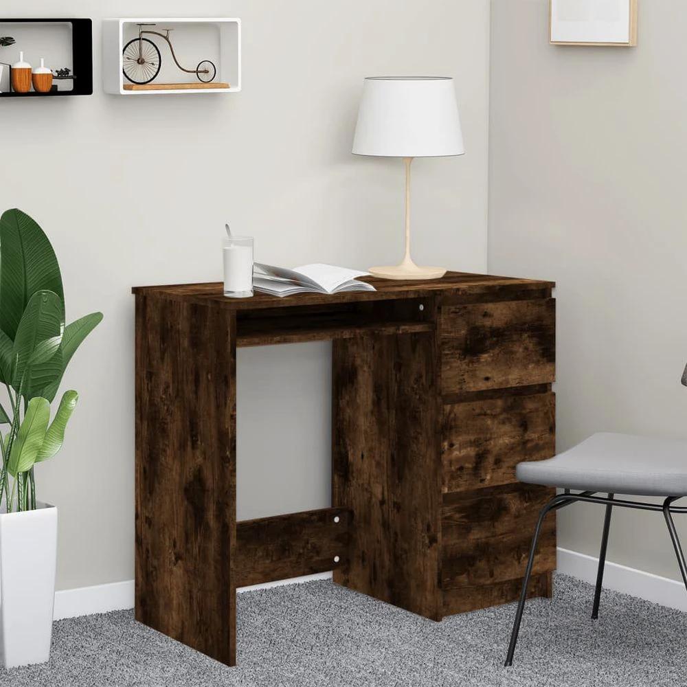 vidaXL Desk Smoked Oak 90x45x76 cm vidaXL Engineered Wood - Desks Desk