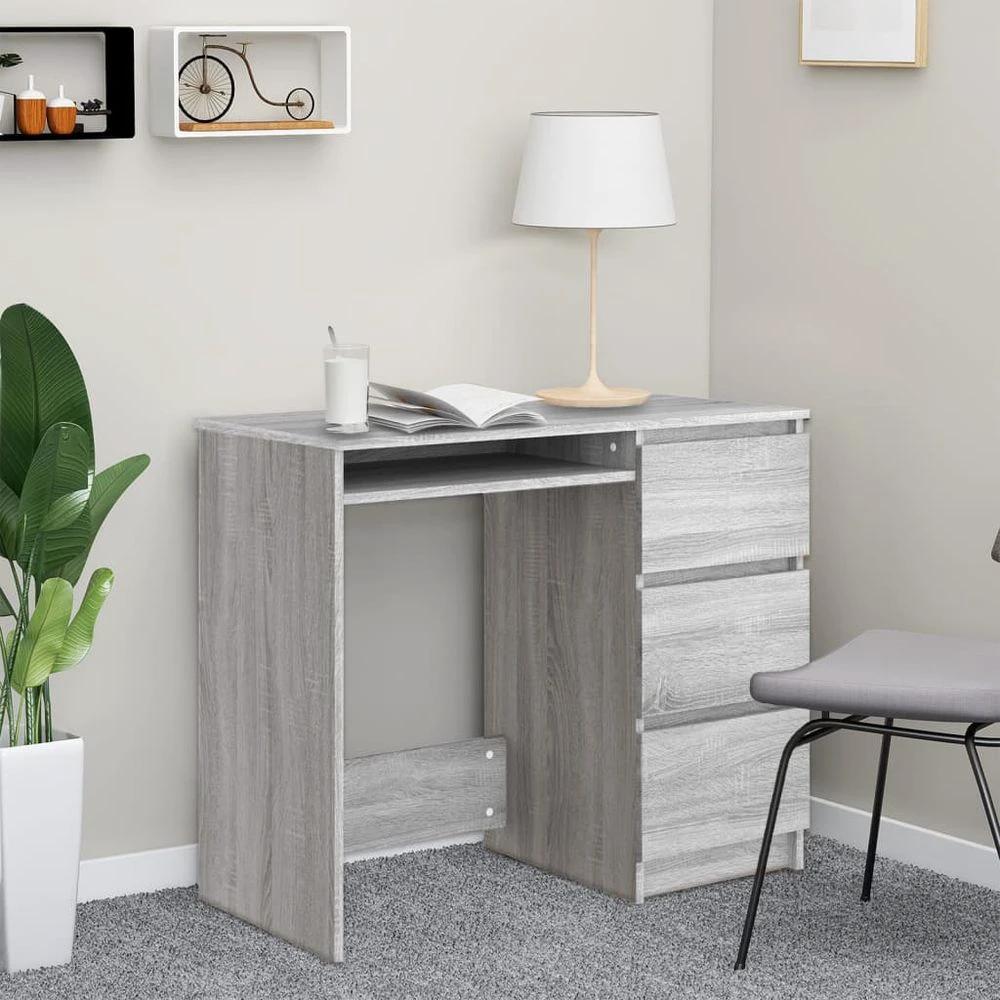 vidaXL Desk Smoked Oak 90x45x76 cm vidaXL Engineered Wood - Desks Desk