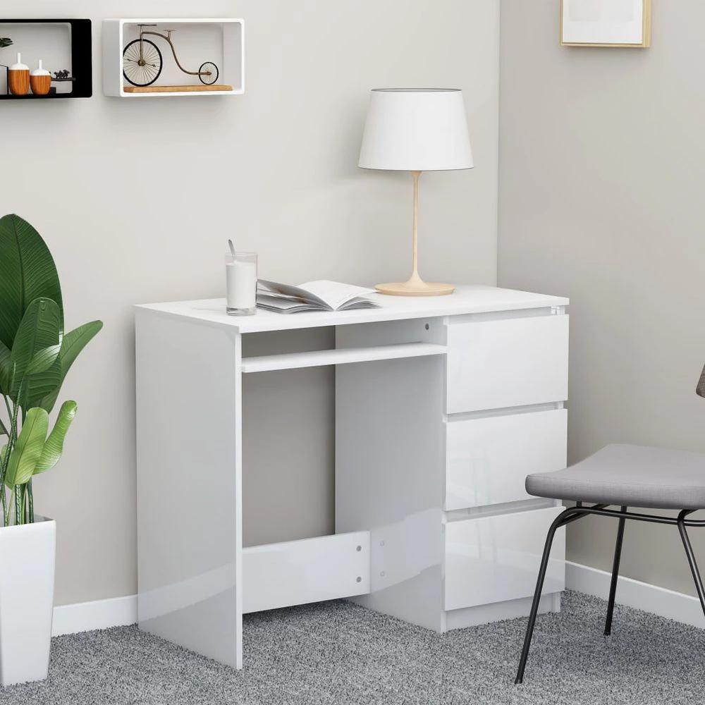 Desk Smoked Oak 90x45x76 cm vidaXL Engineered Wood by vidaXL