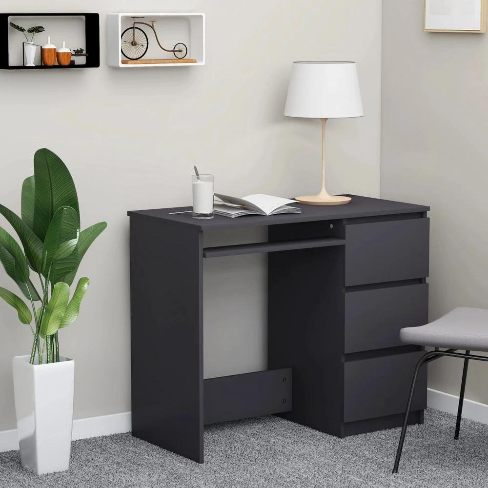 Desk Smoked Oak 90x45x76 cm vidaXL Engineered Wood by vidaXL