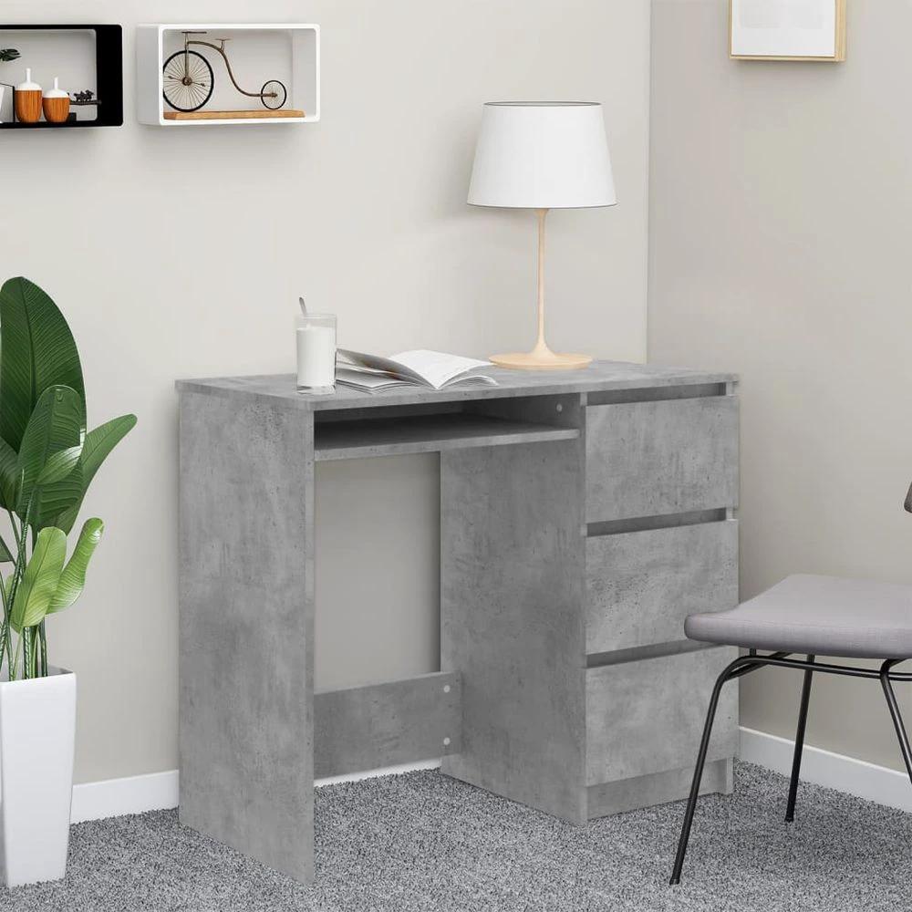 Desk Smoked Oak 90x45x76 cm vidaXL Engineered Wood by vidaXL