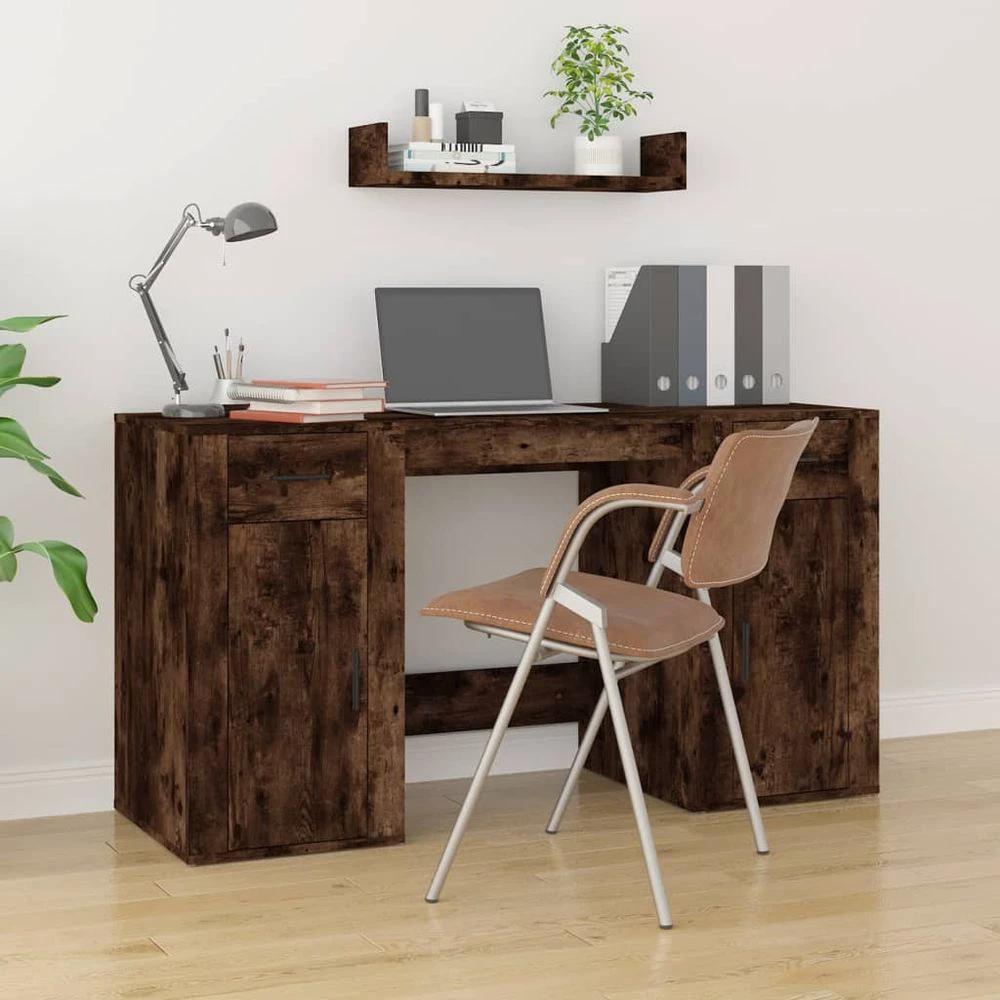 vidaXL Desk with Cabinet White vidaXL Engineered Wood - Desks Desk