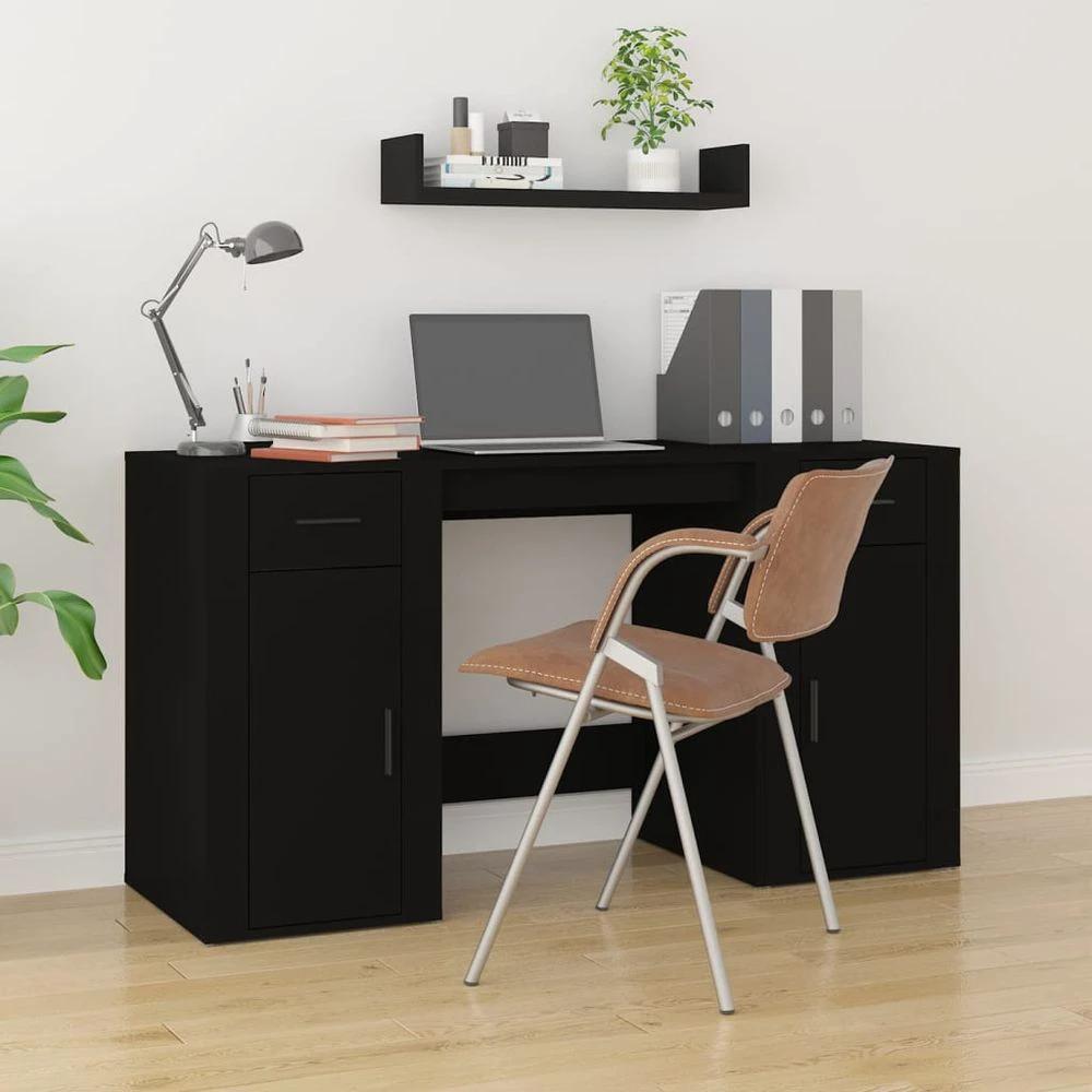vidaXL Desk with Cabinet White vidaXL Engineered Wood - Desks Desk
