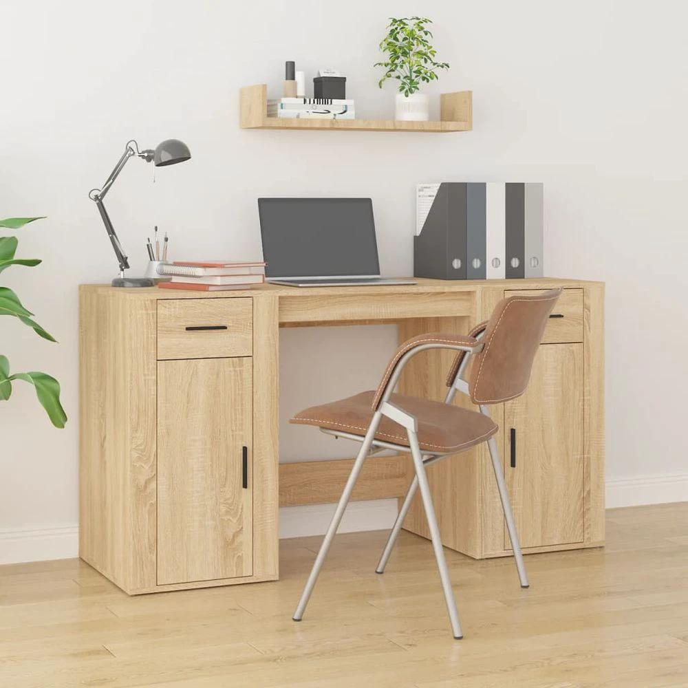 vidaXL Desk with Cabinet White vidaXL Engineered Wood - Desks Desk