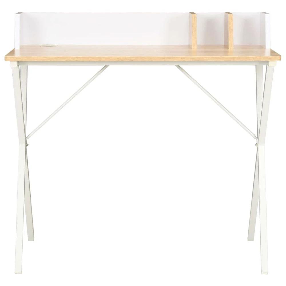 Desk White and Natural vidaXL 80x50x84 cm by vidaXL