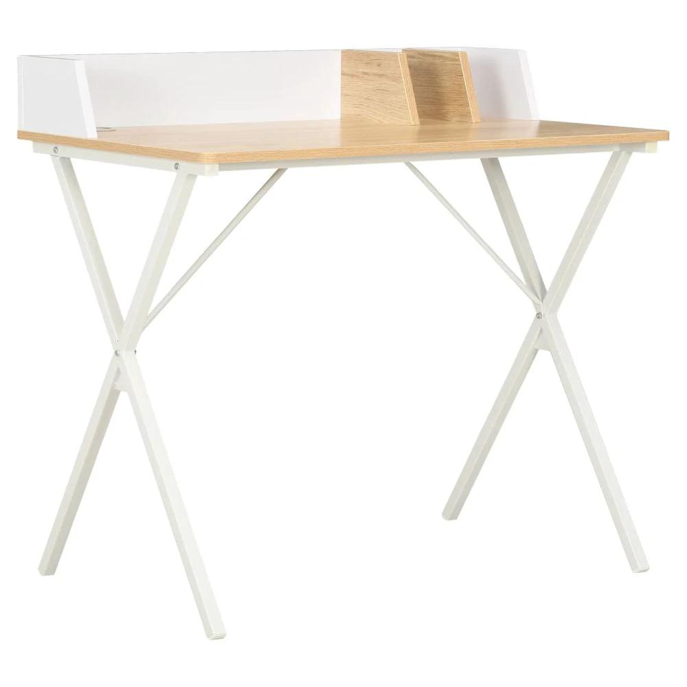 Desk White and Natural vidaXL 80x50x84 cm by vidaXL