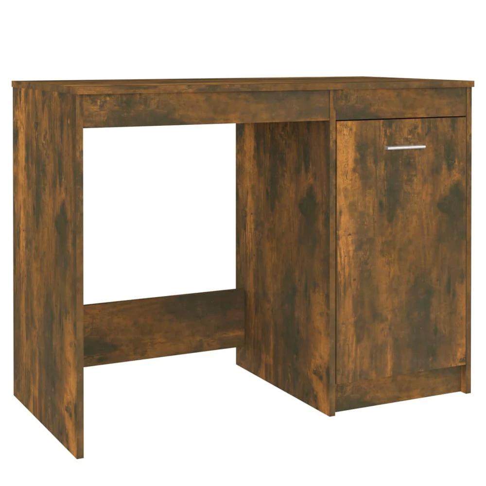 Desk Smoked Oak 100x50x76 cm vidaXL Engineered Wood by vidaXL