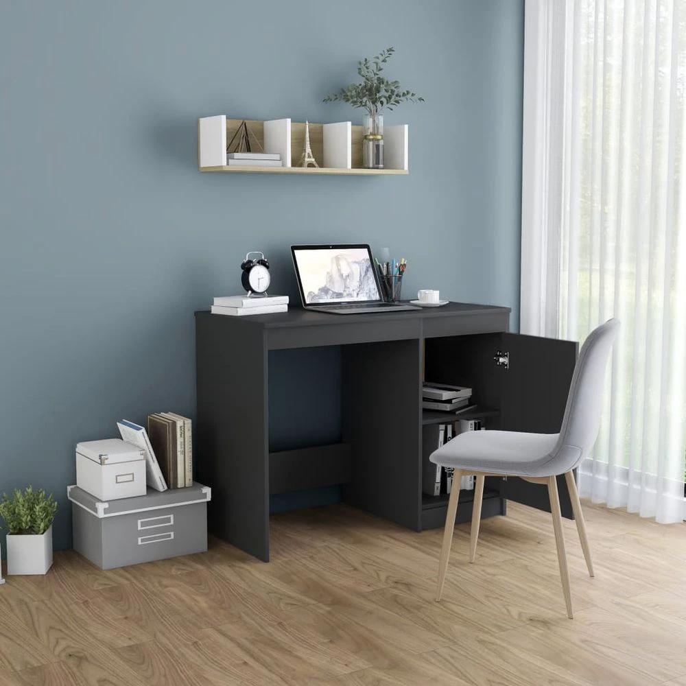 Desk Smoked Oak 100x50x76 cm vidaXL Engineered Wood by vidaXL