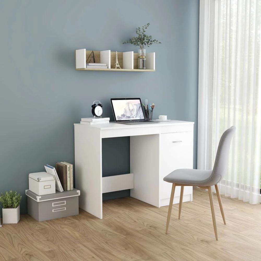 Desk Smoked Oak 100x50x76 cm vidaXL Engineered Wood by vidaXL