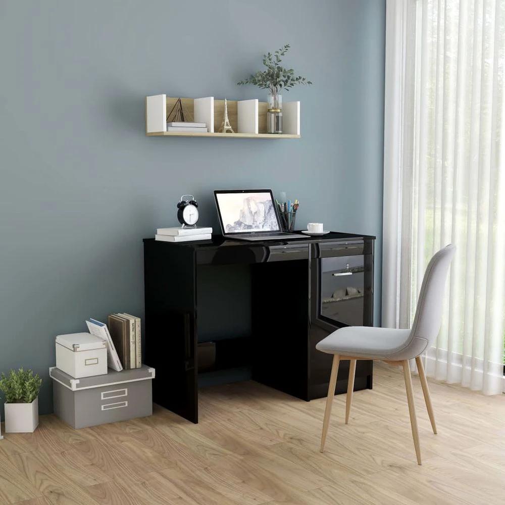 Desk Smoked Oak 100x50x76 cm vidaXL Engineered Wood by vidaXL