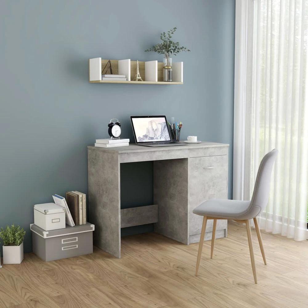 Desk Smoked Oak 100x50x76 cm vidaXL Engineered Wood by vidaXL