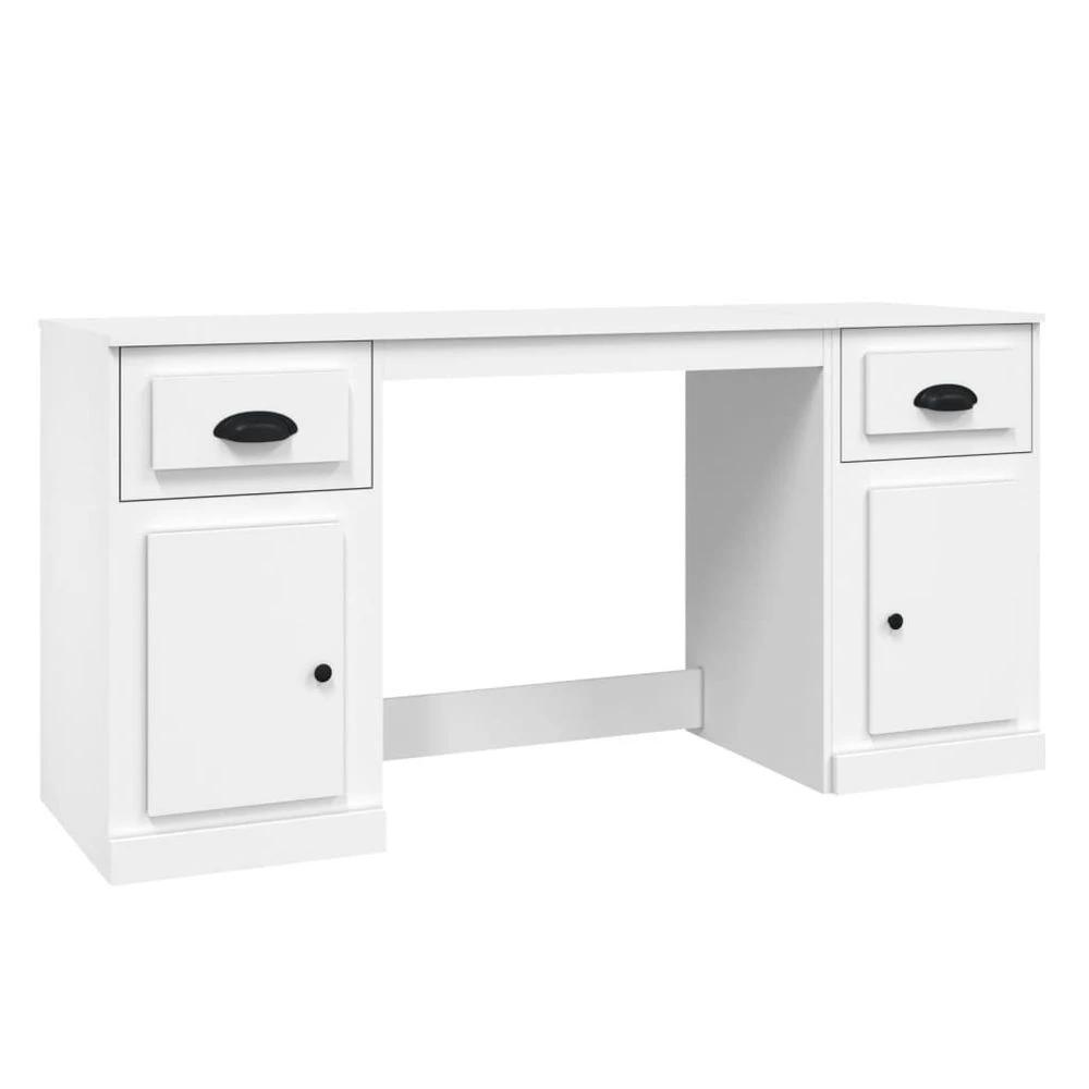 vidaXL Desk with Cabinet White vidaXL Engineered Wood - Desks Desk