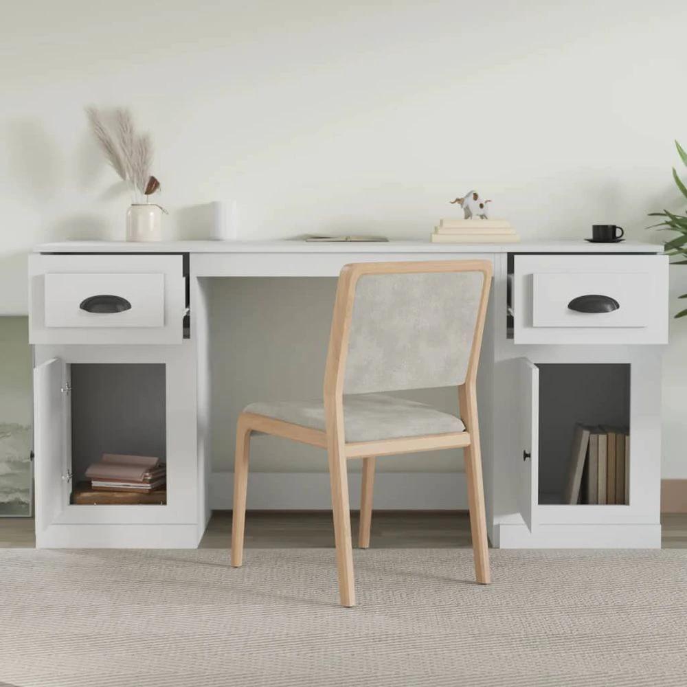vidaXL Desk with Cabinet White vidaXL Engineered Wood - Desks Desk