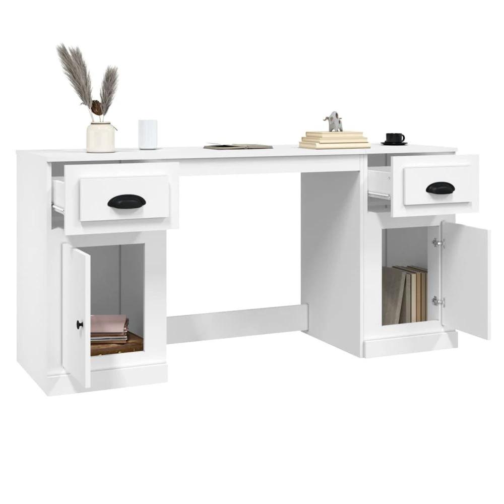 vidaXL Desk with Cabinet White vidaXL Engineered Wood - Desks Desk