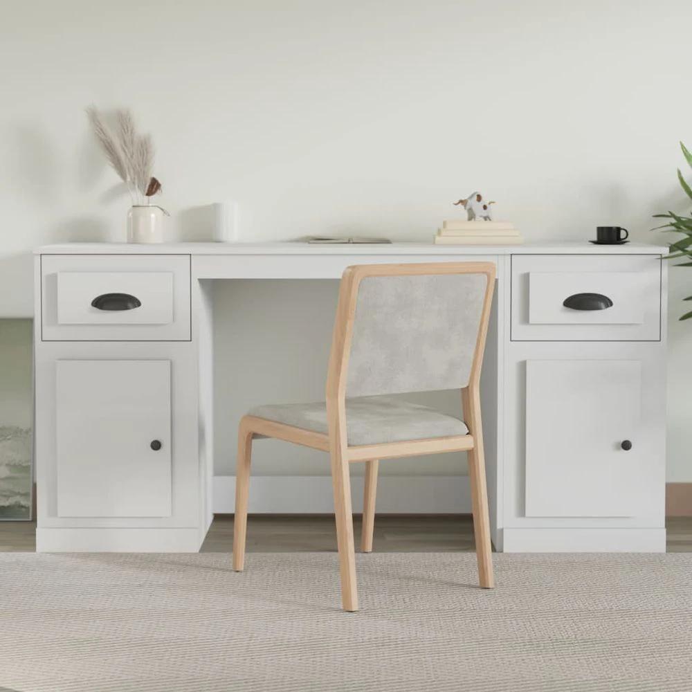 vidaXL Desk with Cabinet White vidaXL Engineered Wood - Desks Desk