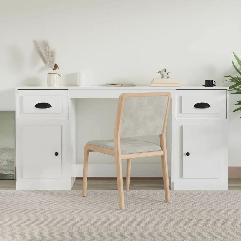 vidaXL Desk with Cabinet White vidaXL Engineered Wood - Desks Desk