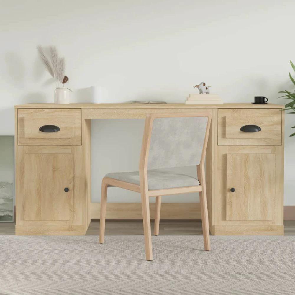 vidaXL Desk with Cabinet White vidaXL Engineered Wood - Desks Desk