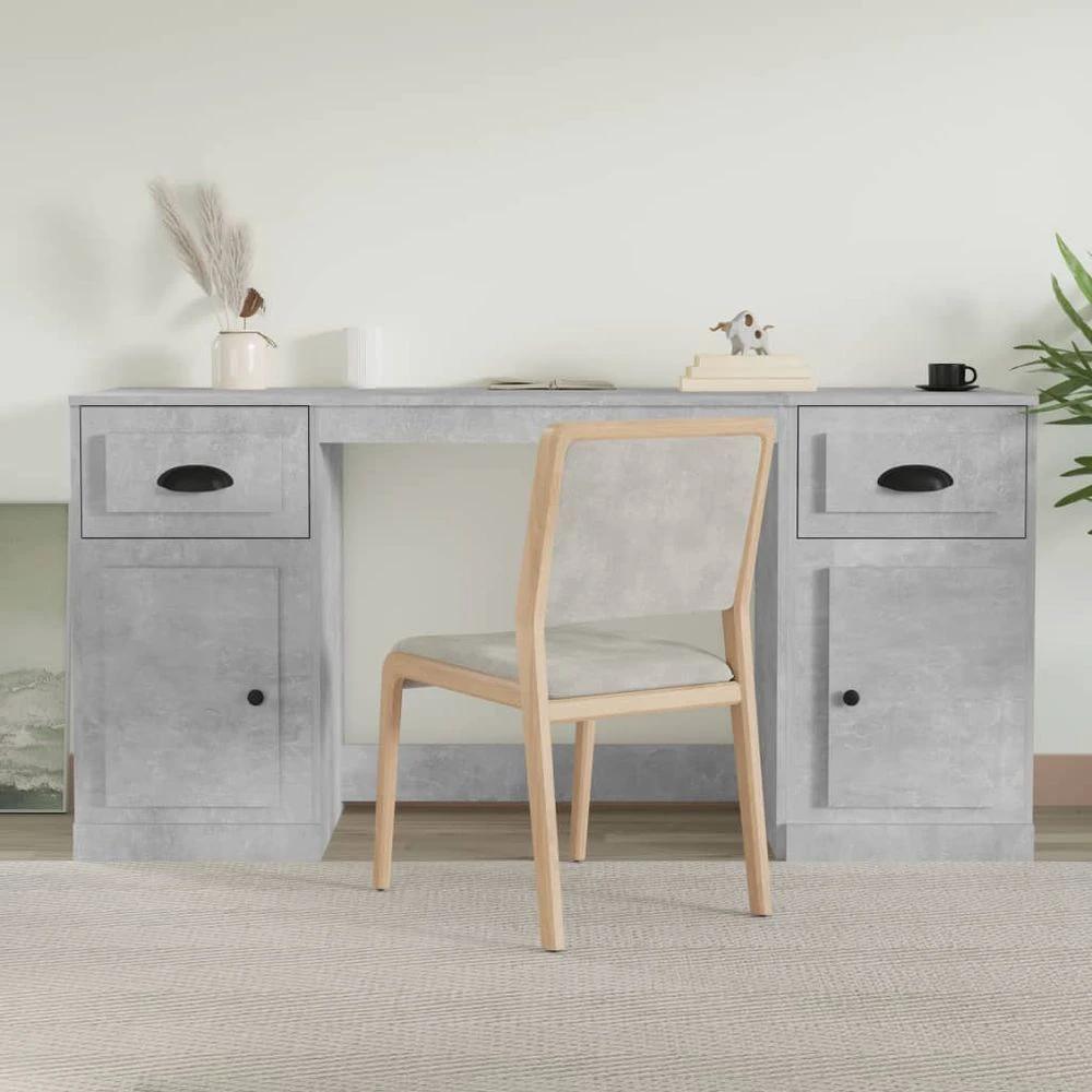 Desk with Cabinet White vidaXL Engineered Wood by vidaXL
