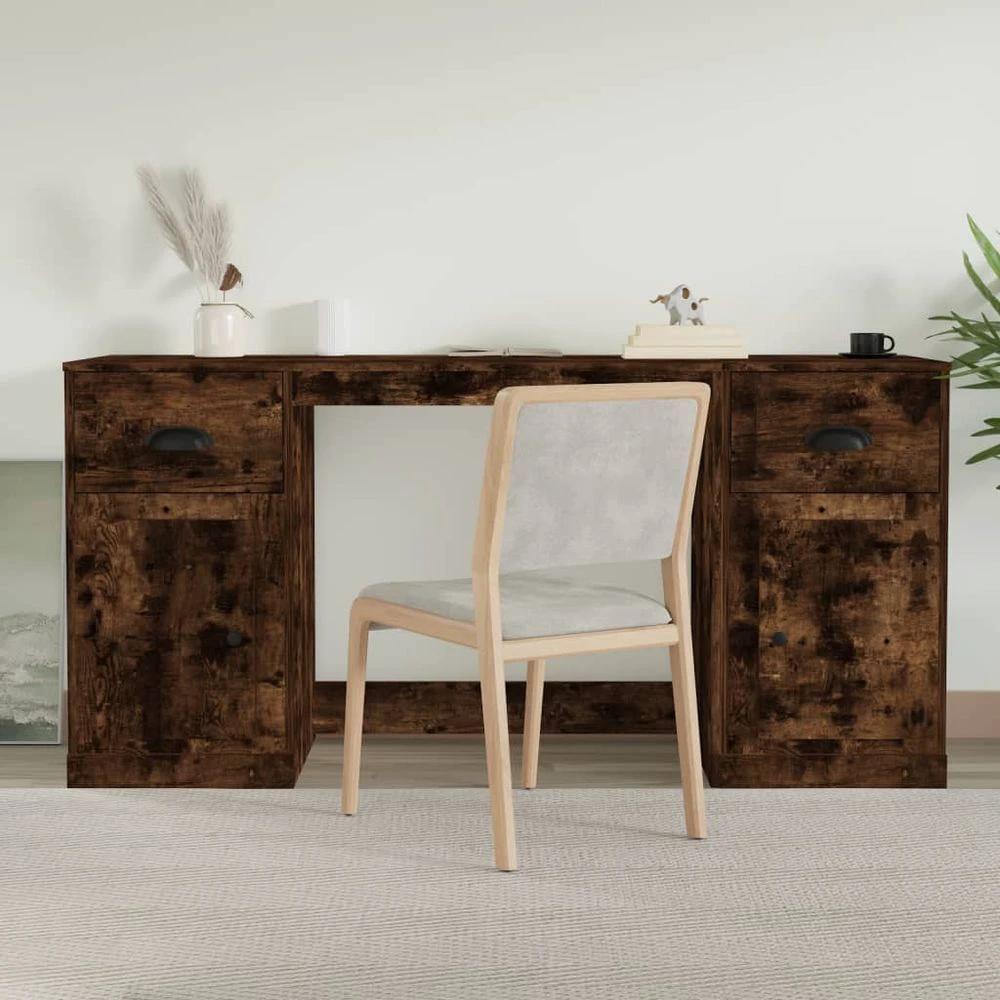 Desk with Cabinet White vidaXL Engineered Wood by vidaXL