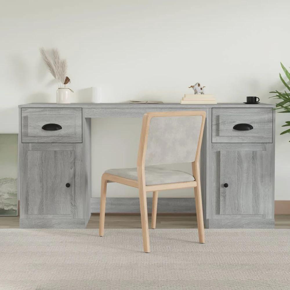 Desk with Cabinet White vidaXL Engineered Wood by vidaXL